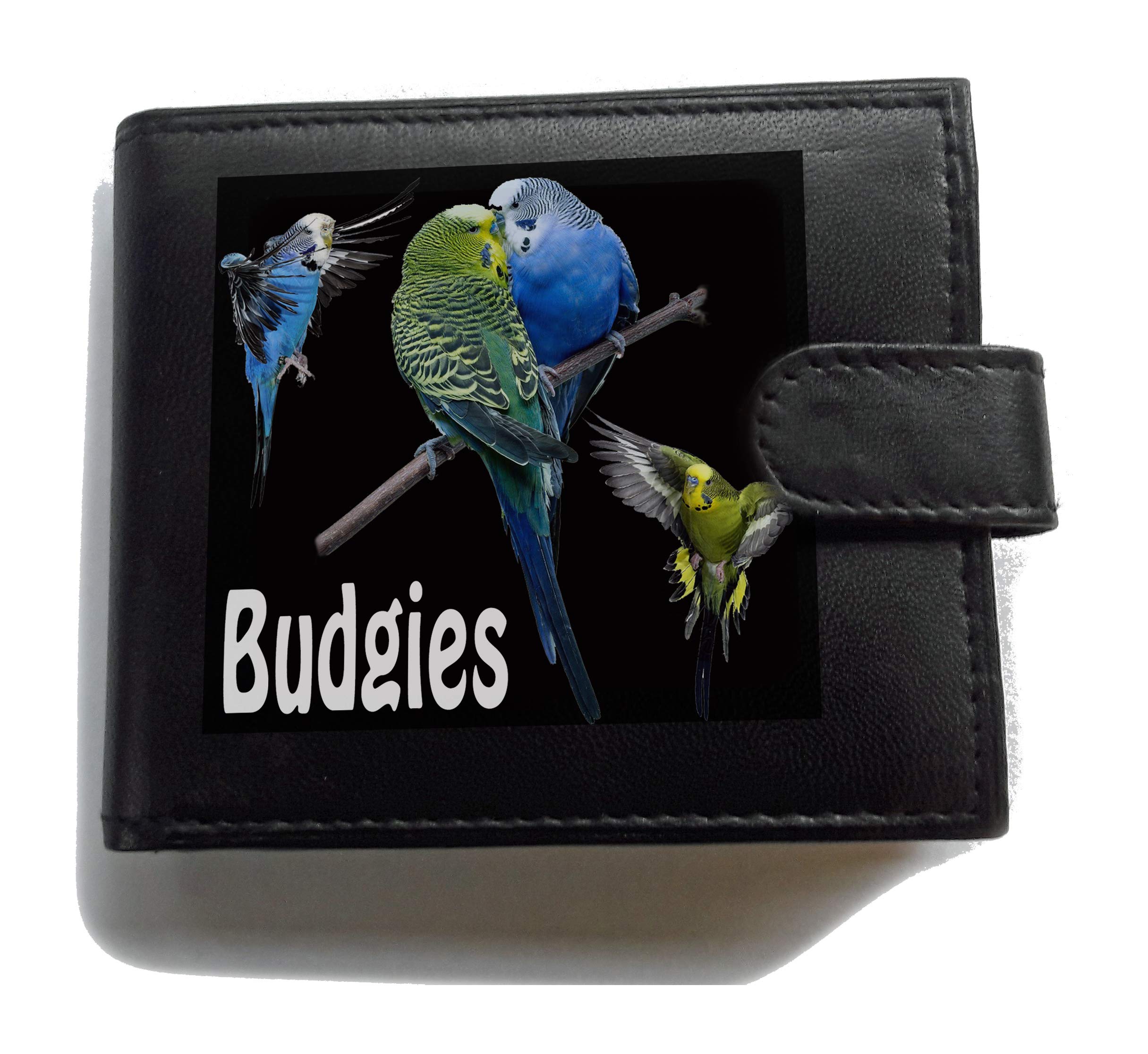 Stoneys Badges Budgies Leather RFID Wallet for Women & Men – Colourful Budgerigar Design, Large Coin Pocket, 7 Card Slots, 10 Total Pockets – Secure Contactless Protection