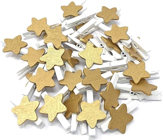 Stella Di Natale Con Mollette.Mini Mollette Da 30 Mm Con Stelle Dorate Da 18 Mm Per Matrimonio Natale In Stile Shabby Chic Colore Bianco 10 Pezzi Amazon It Casa E Cucina