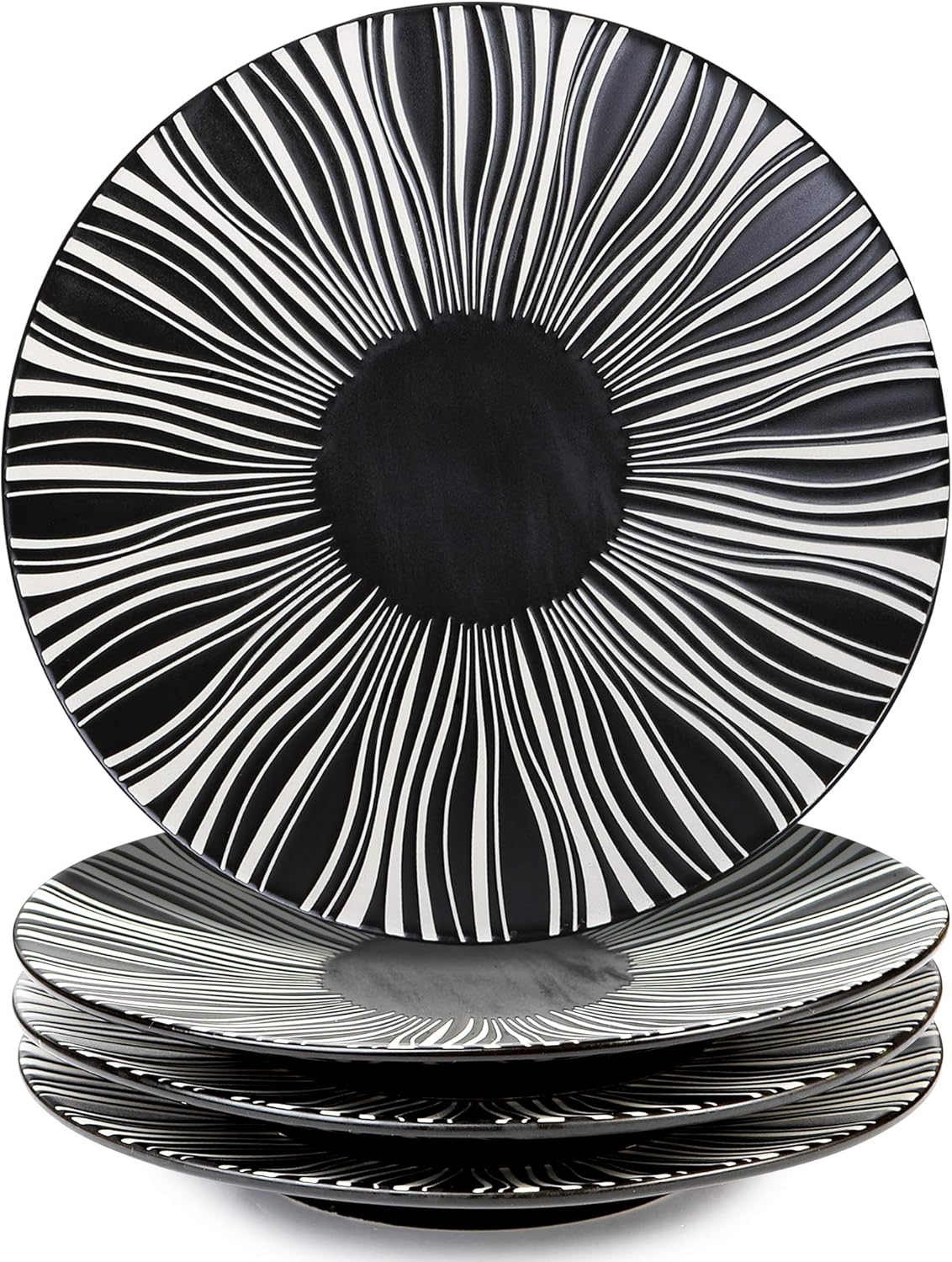 MARSTRACE 8.25 Inch Ceramic Dessert Plates, Black and