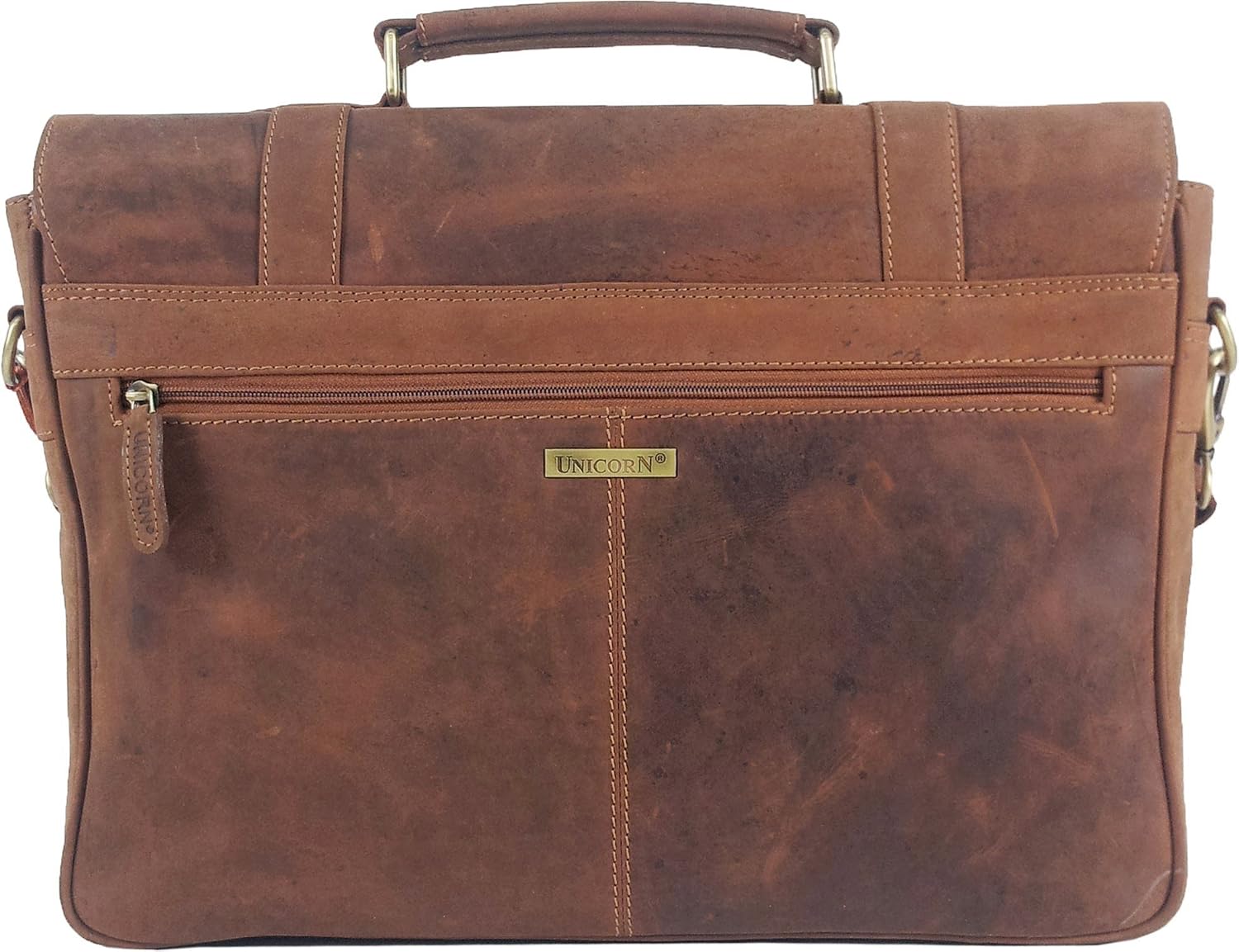 UNICORN Real Leather 16.4" laptop bag Messenger Briefcase Cognac Tan #3J - Image 4