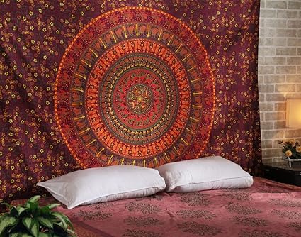 Sovereigns Bohemian Floral beach throw wall hanging Indian Tapestry Hippie Cotton Mandala for Room Decor (Multicolour)