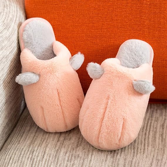 LYYJF Women's Cute Animal Warm Furry Cat paw Slippers