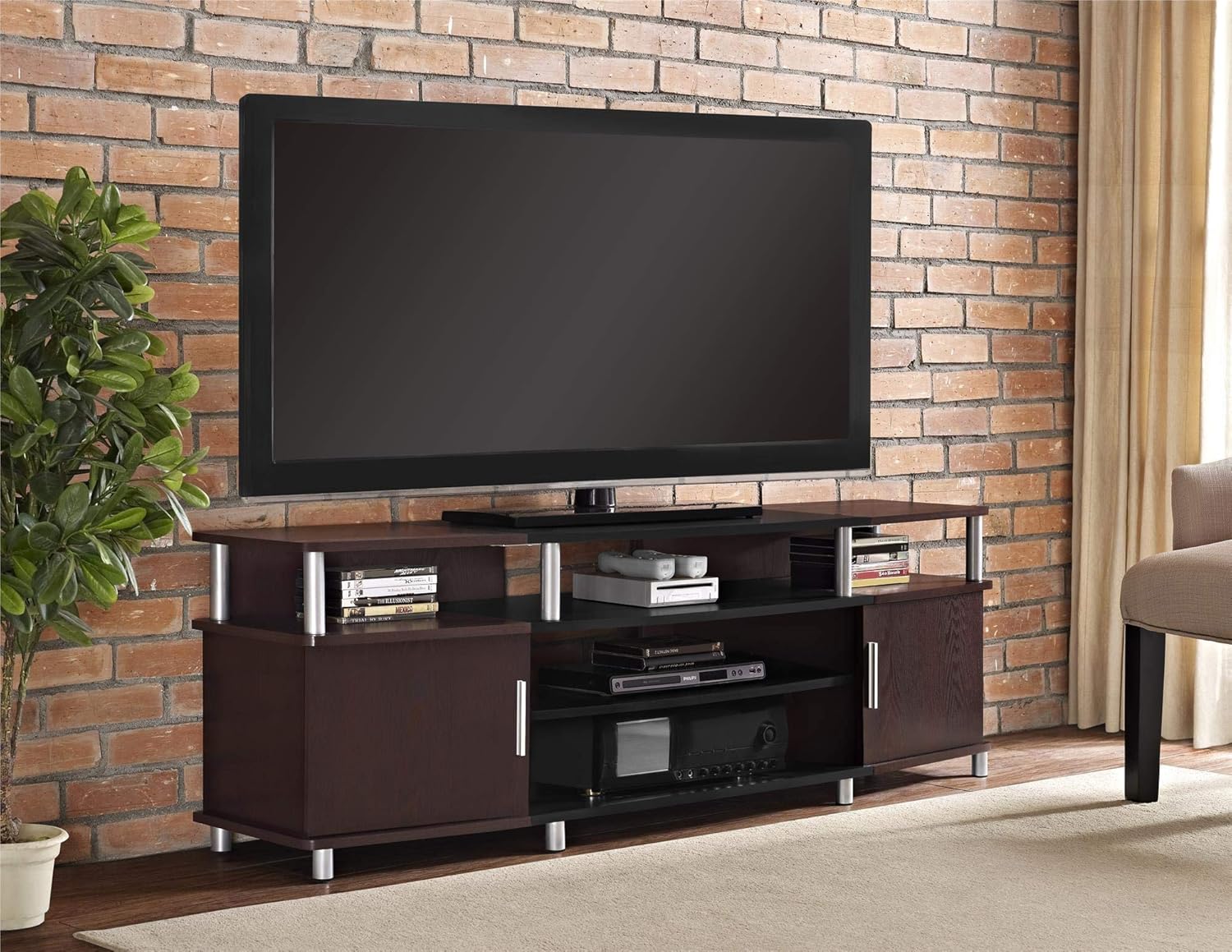 Ameriwood Home Carson TV Stand for TVs up to 70", Cherry: Furniture & Decor