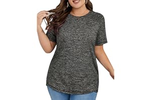 Hithymo Plus Size Workout Tops for Women Short Sleeve Gym T Shirts Quick Dry Lightweight Yoga Clothing XL-5XL