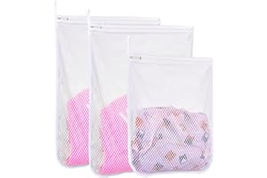 LAFFTRAK 3 pcs Durable Honeycomb Mesh Laundry Bags for Delicates 2 Large (16" x 19") 1 Medium (12" x 15")