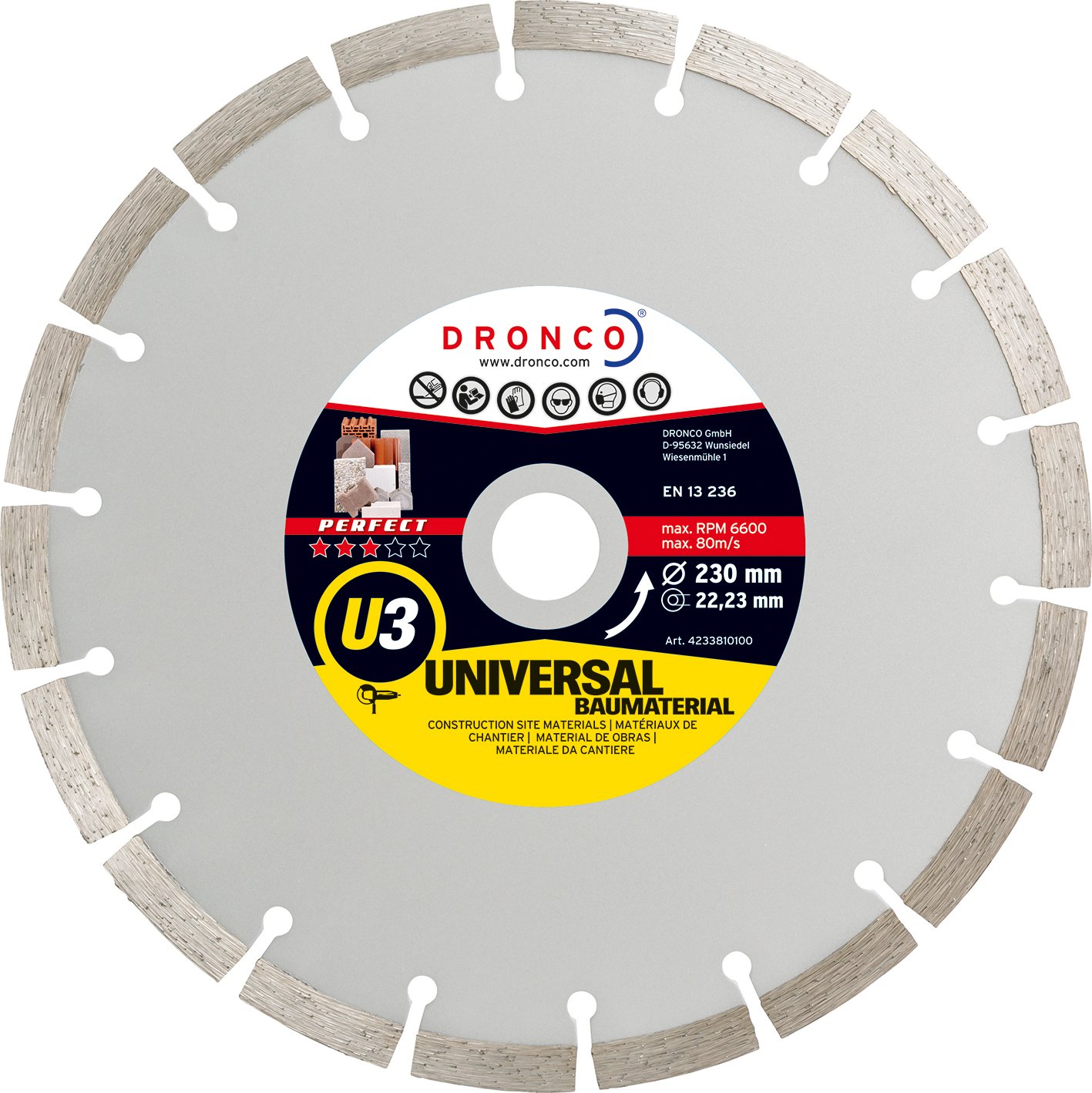 DRONCO U3-230 - Disco de diamante Perfect U3 - Universal obra (Antes ST) Ø 230 mm