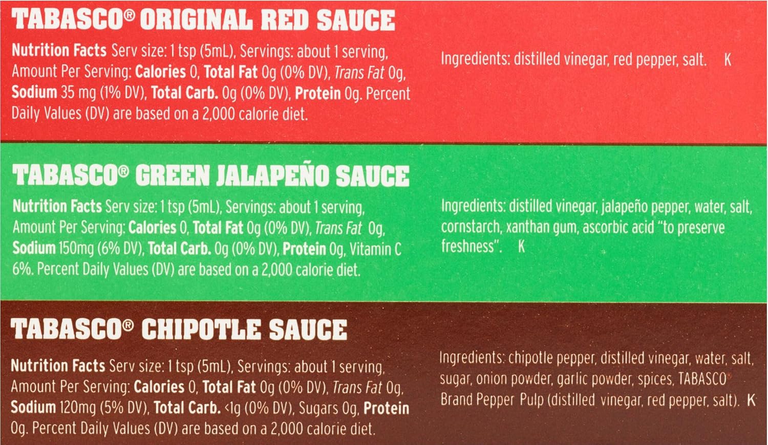 tabasco ingredients label