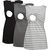 Bearsland Women's Sleeveless Maternity Nursing Tank Tops Breastfeeding Shirts