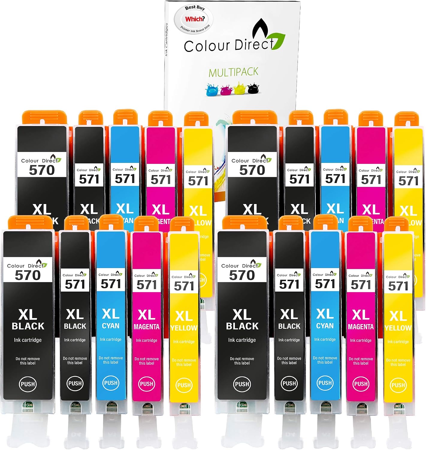 Colour Direct MG5700 MG5750 TS5051 TS5050 TS5050 MG6851 MG5751 MG6850 TS6050 MG5753 MG6852 TS5053 TS6051 Compatible Ink Cartridges replace for Canon 570 571 PGI-570XL CLI-571XL -20 Pack (4 Sets)