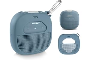 Feature Protective Case for Bose SoundLink Micro Bluetooth Speaker by WGear, Featured Design with mesh Pocket for Cable and Other Accessories, Elastic Strap to Secure Device (Stone Blue), WG012299