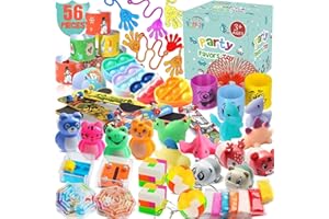 TOTBIT 56 Pcs Party Favors Toys for Kids 4-8 8-12 3-5, Treasure Chest Box Toys Classroom Carnival Prizes Small Bulk Pop Fidget Toys Pack Pinata Stuffers Birthday Gifts Goodie Goody Candy Bags Fillers