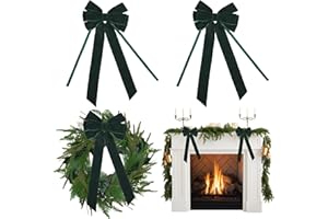 AIMUDI Hunter Green Velvet Bows - 6.5" x 15" Christmas Bows for Gift Wrapping, Tree, Wreath, Garland, Staircase, Home Decorations - 2 PCs