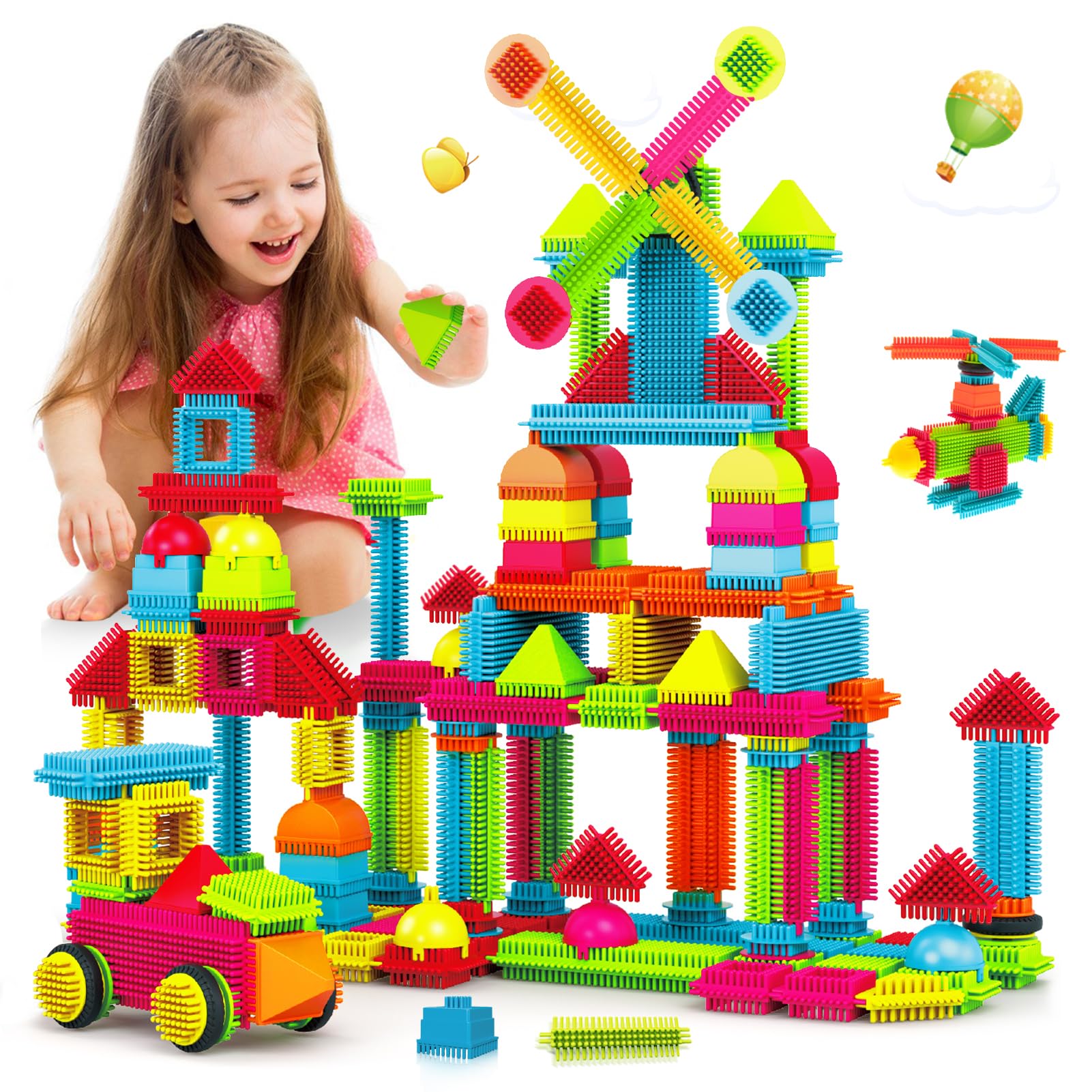 obakaer Stickle Bristle Building Blocks Bricks108PCS Toys for 3 4 5 6 Year Old Boys Girls Kids, Enlarge Building Blocks, Safe and Durable Construction Toys for Toddlers Christmas Birthday Gifts