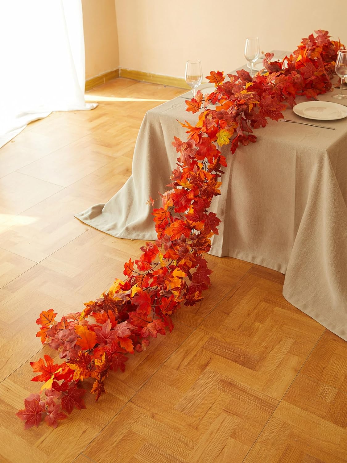 Wreaths, Garlands & Swags - Thanksgiving Decorations - Fall Decor - Fall Garland - 9FT Autumn Maples Leaf Garland for Autumn Decor Hanging Vine Garland for Halloween Thanksgiving Decor Home Wedding Fireplace Party Christmas