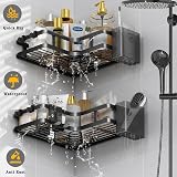 ZVZM Corner Shower Caddy 2 Pack Rustproof 90 Degree No Drill Shelf Black view 2