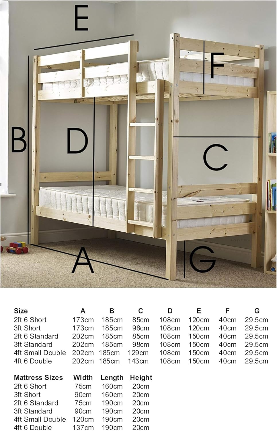 Strictly Beds and Bunks Everest Classic Bunk Bed, 4ft 6 Double BigaMart