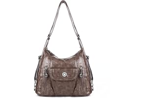 ZOCAI Purses and Handbags for Women Washed Vegan Leather Crossbody Hobo Satchel Shoulder Mutipocket Tote Purse