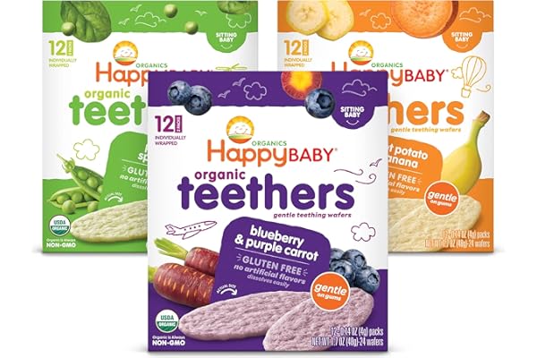 Happy Baby Organics Teether, 3 Flavor Variety Pack, 12 Count (Pack of 3)