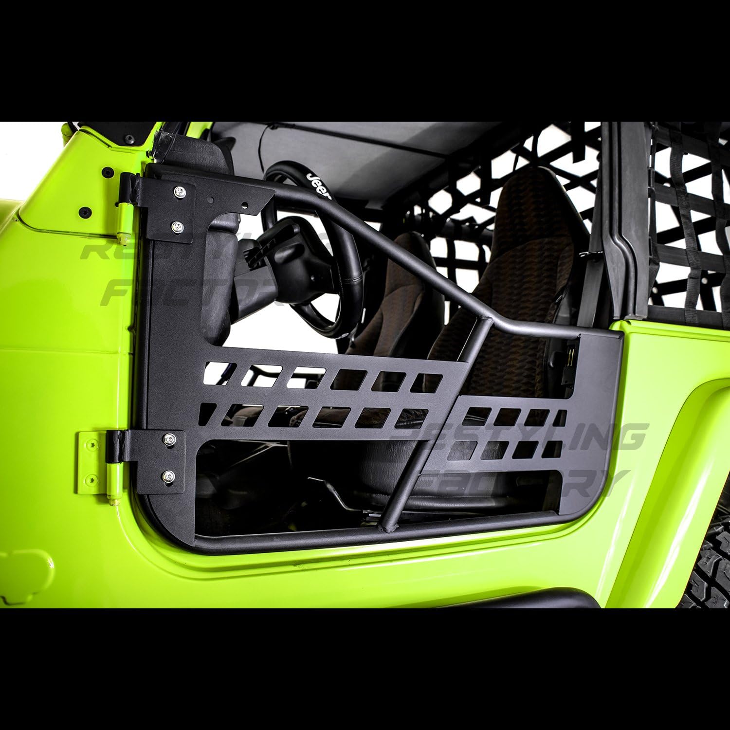 Restyling Factory 97-06 Jeep Wrangler TJ Rock Crawler Body Side Armor Rocker Guard Replacement Body Armor Tubular 2 Door (Black)