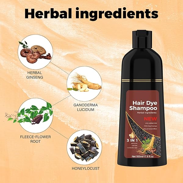 LANCITY HAIR DYE SHAMPOO HERBAL GREY COVERAGE HAIR DYE SHAMPOO 3 IN 1 HAIR COLOR SHAMPOO FOR HAIR INSTANT FOR MEN & WOMEN ( DARK BROWN)