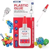 GH1200 (2-in-1) Super Glue for Plastic with Brush Applicator &amp; Nozzle - Fast Setting Plastic Glue Heavy Duty for Solid Bonds, DIY &amp; More, Crystal Clear &amp; No Stain Glue