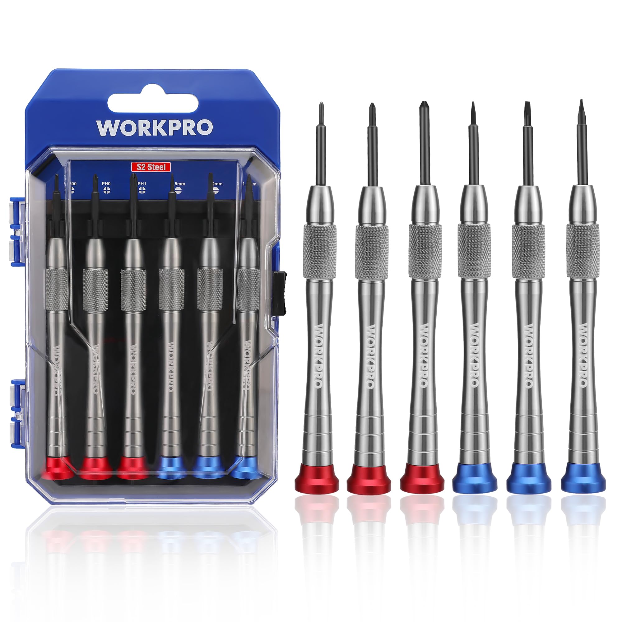 WORKPRO 6-Piece Mini Precision Screwdriver Set with Magnetic Tip & Durable Aluminum Alloy Body, Includes Hanging Storage Case, Perfect for Glasses and Watch Repair, Ideal for DIY Enthusiasts
