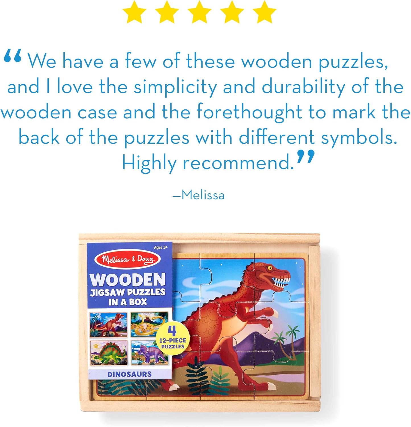 Melissa & Doug Wooden Jigsaw Puzzles in a Box - Dinosaur: Melissa & Doug: Toys & Games