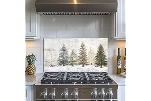 EVGOSM Tempered Glass Backsplash for Kitchen， Stove Splashback, Snow Scene Glass Backsplash, Easy to Install and Clean, Used for Kitchen Wall Protection and Decoration. (30x16'')