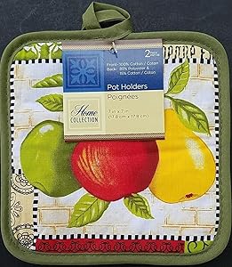 Kitchen Two Apples & Pear Theme Linen & Placemats, Select: Items (Pot Holders 2/Pk)