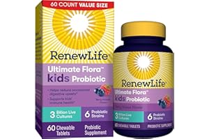 Renew Life Kids Probiotic Chewables, Supports Digestive & Immune Health, Soy, Dairy & Gluten Free, Berry, 60 Chewable Tablets