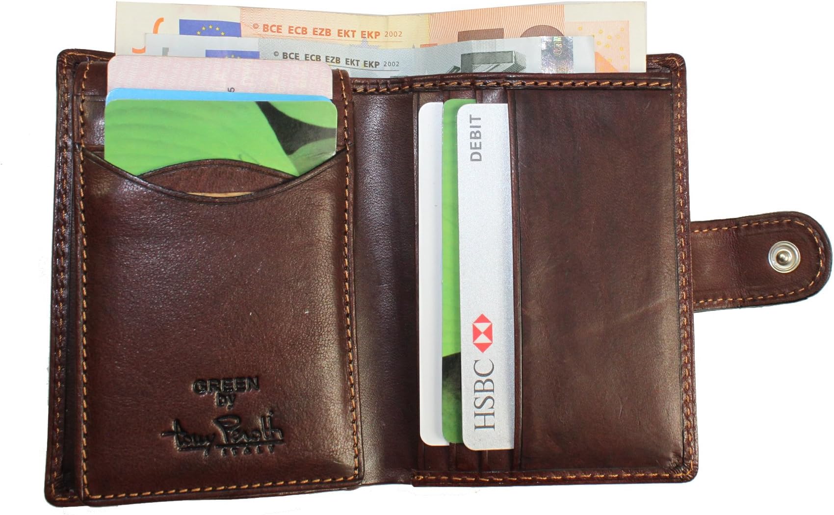 Tony Perotti Italian Vegetale Leather Credit Card Tri-fold Wallet - TP1060G Brown