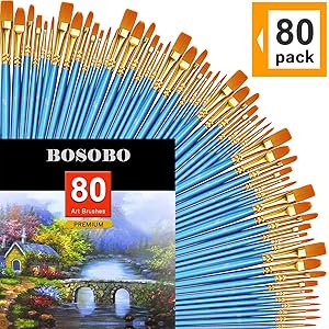 Amazon.com: BOSOBO Pointed-Round Paint Brushes, 8 Sets of 10 Pieces Fine Tip Nylon Hair 
