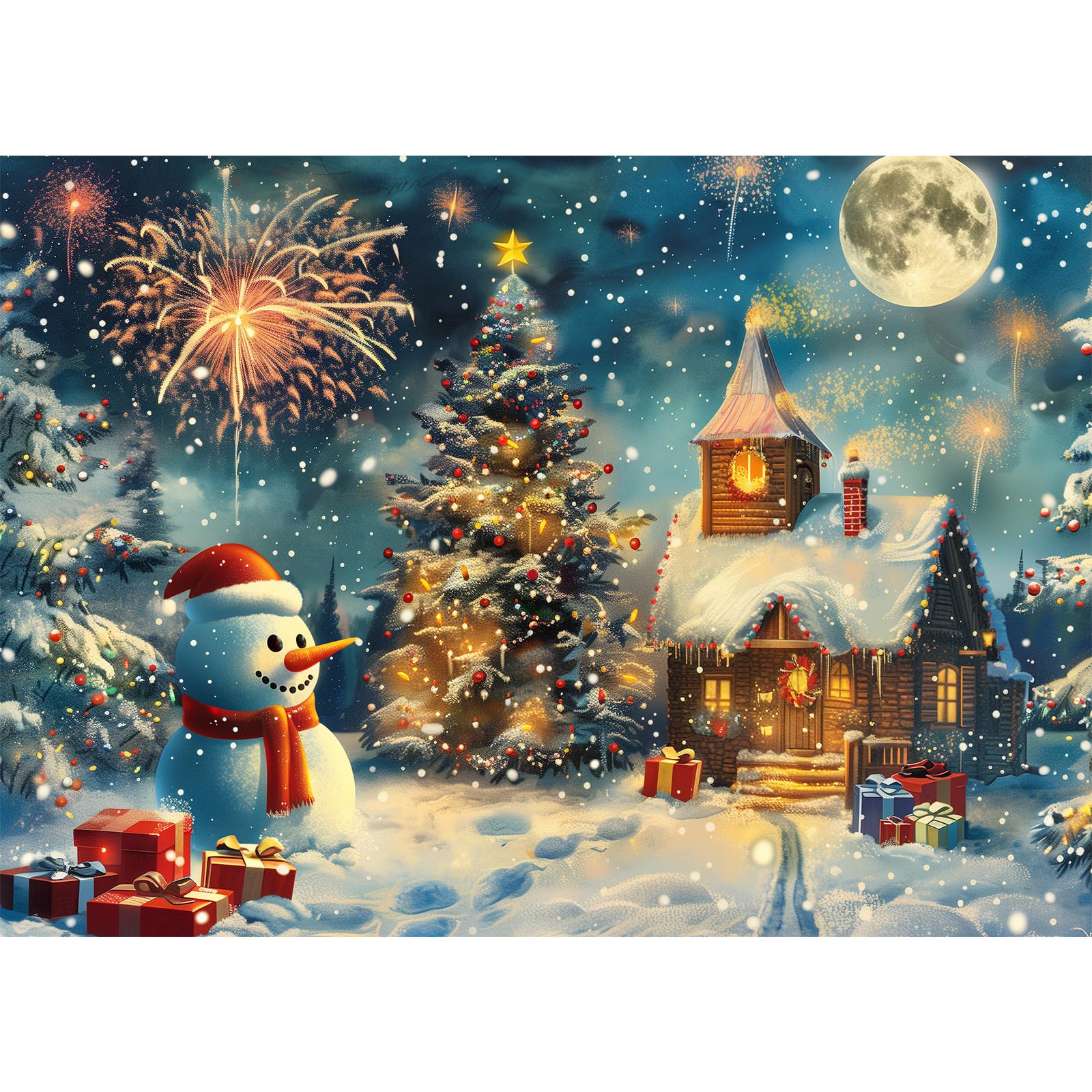 Christmas Jigsaw Puzzle 1000 Piece for Adults Winter Snowman Xmas Puzzles Gift for Children — image 1