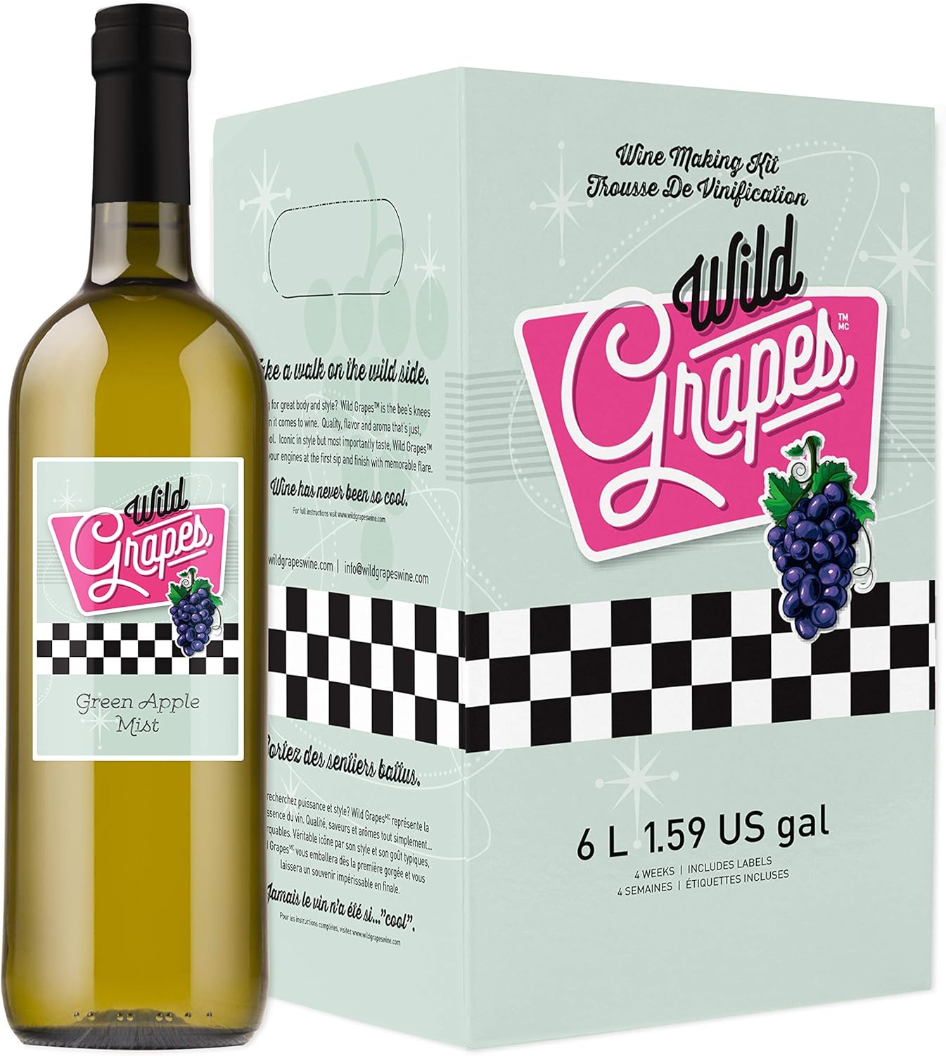 Wild Grapes, Premium DIY Wine Making Kits, Peach Mist, 6L, Makes Up to