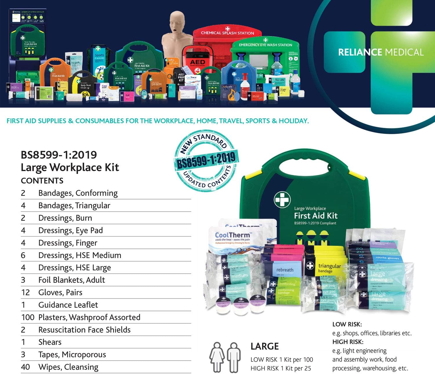 Reliance Medical BS8599-1 Large Workplace First Aid Kit for Ref 348: Health & Personal Care