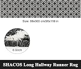 SHACOS Extra Long Hallway Runner 66x300 cm Non Slip Geometric Rug Black White view 5