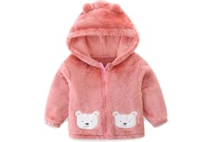 BIBIMOM Toddler Winter Coat Fleece Zip up Hooded Bear Ears Warm Fuzzy Baby Kids Jacket Outerwear Sweater