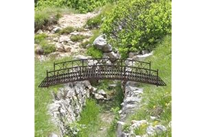 JSUN7 Metal Garden Bridge 8FT - Garden Bridges for Outdoors, Garden Bridge with Safety Guardrails, Decorative Footbridge Bridge for Garden, Pond, Creek, Stream, Backyard, Black Bronze