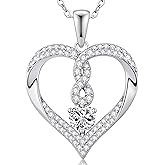 LOUISA SECRET Infinity Heart Birthstone Necklaces for Women, 925 Sterling Silver Forever Love Pendant Jewelry for Her, Ideal Gift for Wife, Girlfriend, Mom on Birthday, Anniversary, Mother's Day Gift