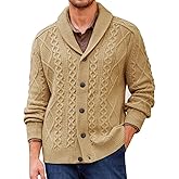 Runcati Mens Shawl Collar Cardigan Sweater Cable Knitted Button Down Sweaters Chunky Fall Winter Outwear