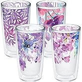 Tervis Made in USA Double Walled Watercolor Floral Purple - Crystal Insulated Tumbler Cup Keeps Drinks Cold & Hot, 16oz - 4pk, Assorted