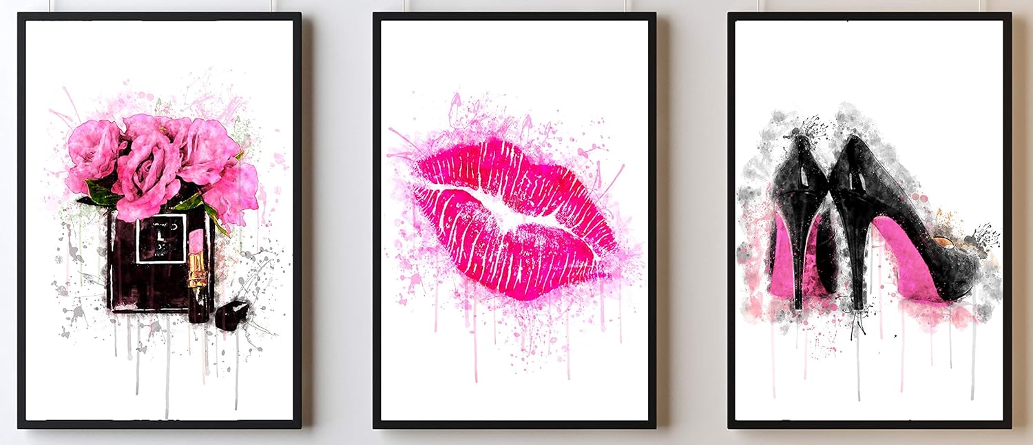 Craftylittlepenguin Set of 3 Floral Fashion Art Unframed