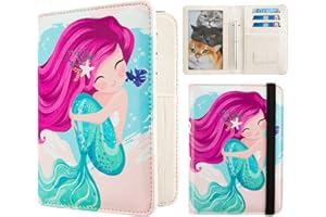 AIRMORS passport Holder,Rfid Blocking Travel Wallet Credit Card Case Cute Passport cover for Women/Men,Boys Girls Gift Travel Essentials (Mermaid)