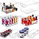 SKTEET Set of 8 Clear Plastic Storage Bins, 4 Large and 4 Small Stackable Storage Containers for Pantry Organization and Kitchen Storage Bins,Home Edit and Cabinet Organizers