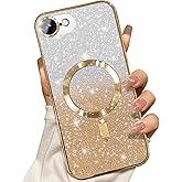 Misscase for iPhone 16e Magnetic Glitter Case Compatible with MagSafe,Camera Lens Protector Full Protection Elegant Anti-Scratch Dust-Proof Net Cover for iPhone 16e Gold