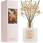 COCORRÍNA Reed Diffuser - Moroccan Amber 6.7 Fl.oz Reed Diffuser Set with Sticks & Preserved Baby's Breath, Reed Diffuser for Home Bathroom Shelf Decor