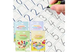 WEIMELTOY 10.3” x 7.3” Magic Practice Copybook for Kids,Reusable Handwriting Workbooks for Preschools, A4 Enlarged Magic Ink Calligraphy Hand Lettering Copybook for Ages 3-8 (4 Books with Pens)