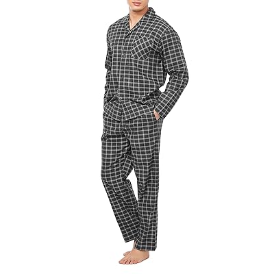 DAVID ARCHY miesten flanelli pyjama-sarja pehme&auml;&auml; puuvillaa napinl&auml;pin&auml;kymi&auml; perho-PJ-sarjan oleskelukululla