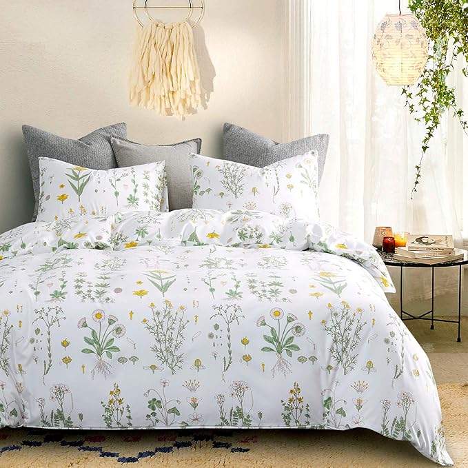 Wake In Cloud Botanical Duvet Cover Set, Yellow Flowers
