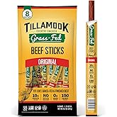 Tillamook Country Smoker 100% Grass Fed Beef Sticks, Zero Sugar, Original, 1.15 Ounce, 8 Pack, Non-GMO Clean Meat Snacks, 10g High Protein Per Stick, Gluten Free Keto Snack, Individually Wrapped